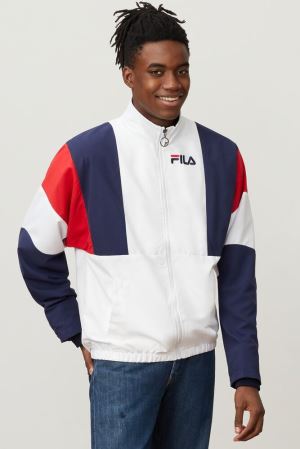 FILA Hambly Wind Jackets White / Navy / Red,Mens Clothing | CA.MHUEWI194